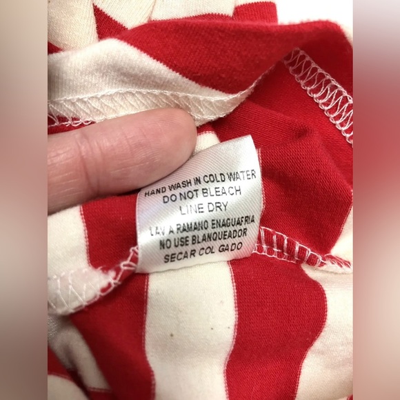 EZ Clothing Red White Striped Top Elbow Patches Size L Long Sleeve Tunic - Picture 5 of 8